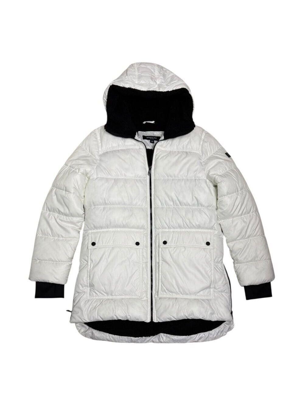 KENNETH COLE REACTION White Winter Puffer Parka Long Jacket Coat Womens Medium